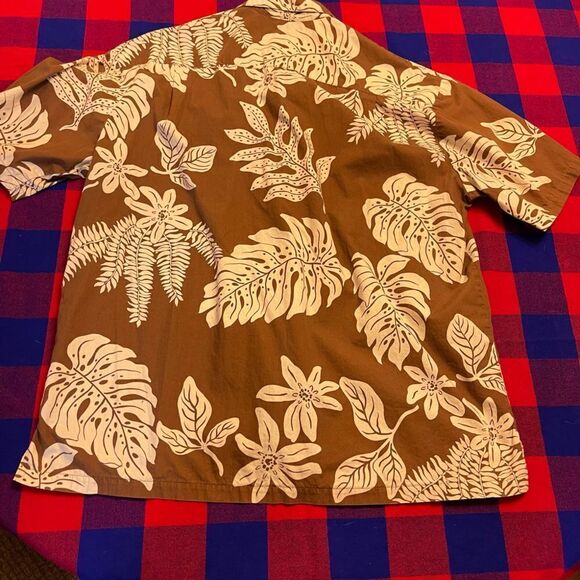 Paradise On A Hanger Brown Floral Hawaiian VTG  Button Up Shirt Size Large - Picture 5 of 6